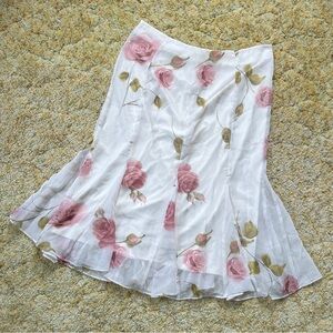 Pink Roses Midi Skirt